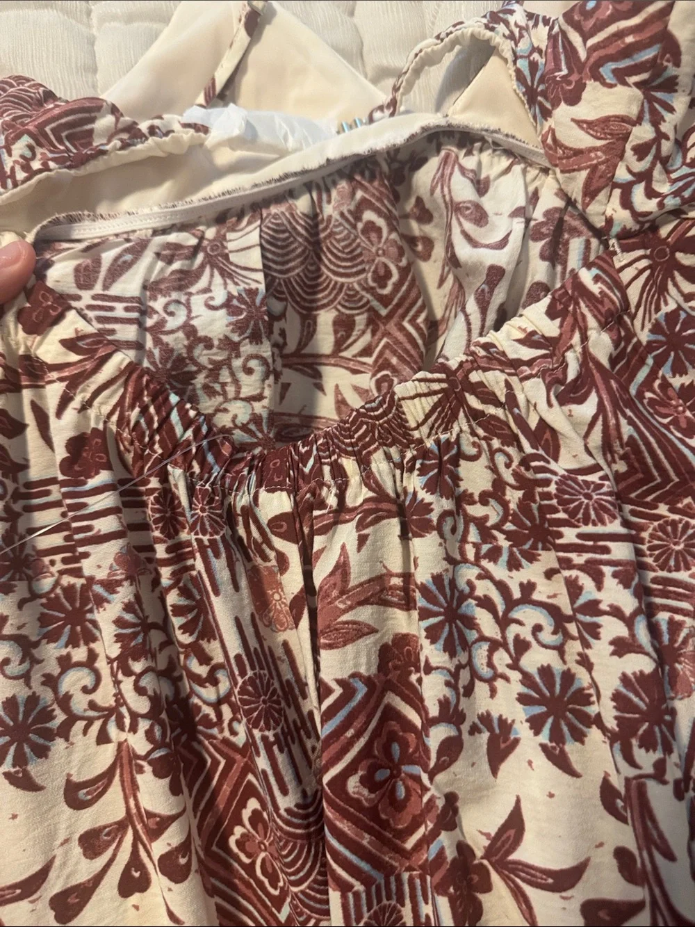 Abercrombie & Fitch Pink and White Printed Bra-Free Clasp-Back Maxi Dress